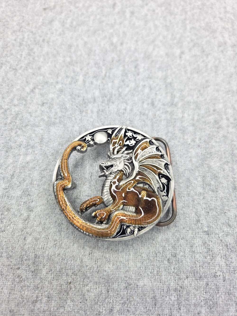 Vintage Siskiyou Buckle Co 1993 Winged Dragon Pewter Belt Buckle Enameled